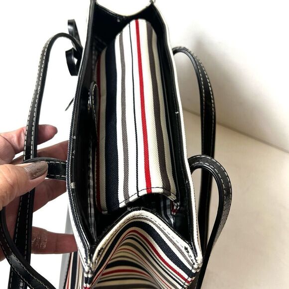 kate spade new york Womens Mini Small Purse Handbag Stripe Bow Multicolor Canvas - Picture 7 of 11